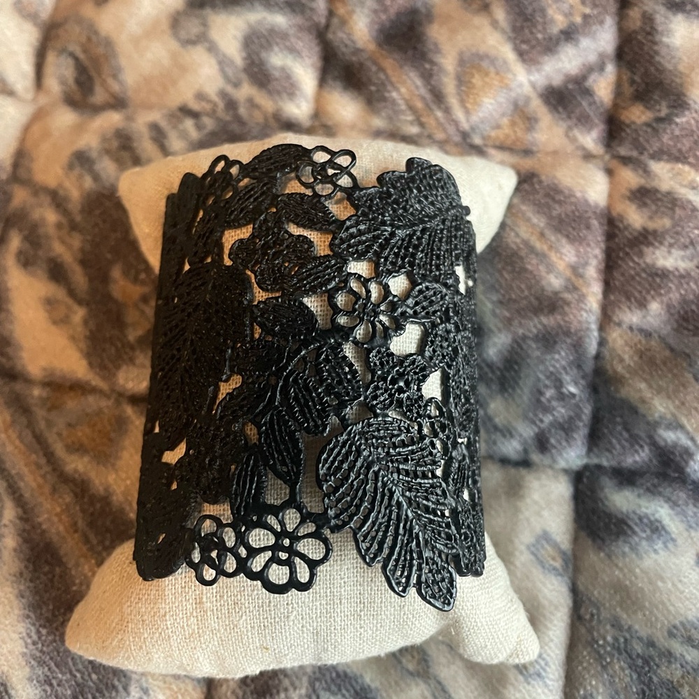 Intricate Black Lace Cuff Bracelet